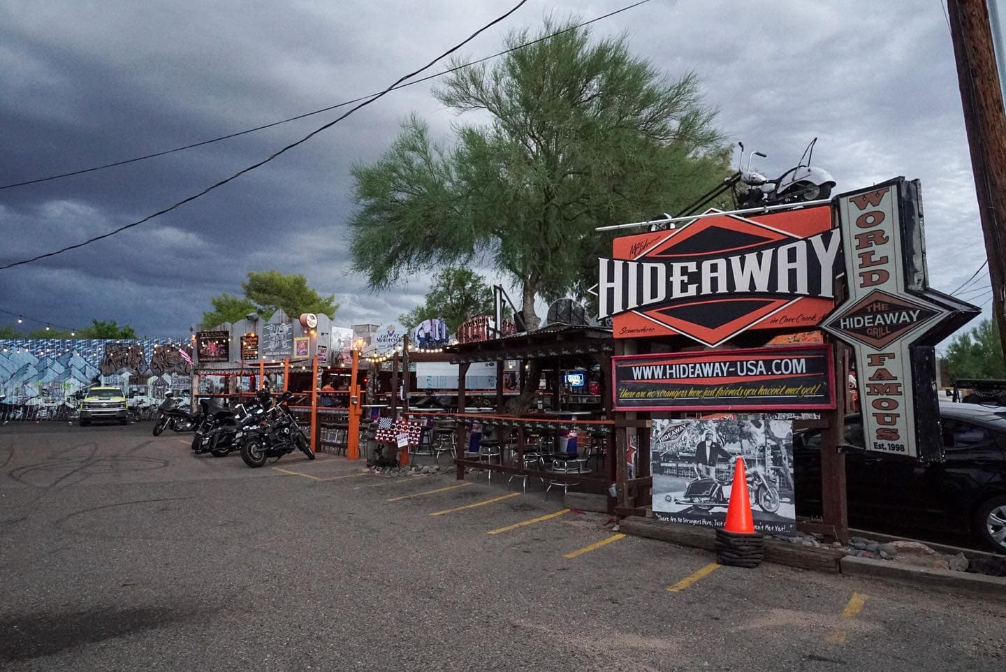 The Hideaway Grill exterior patio in Cave Creek