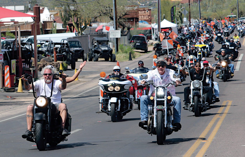 Mark Bradshaw and motorcycles during Bike Week